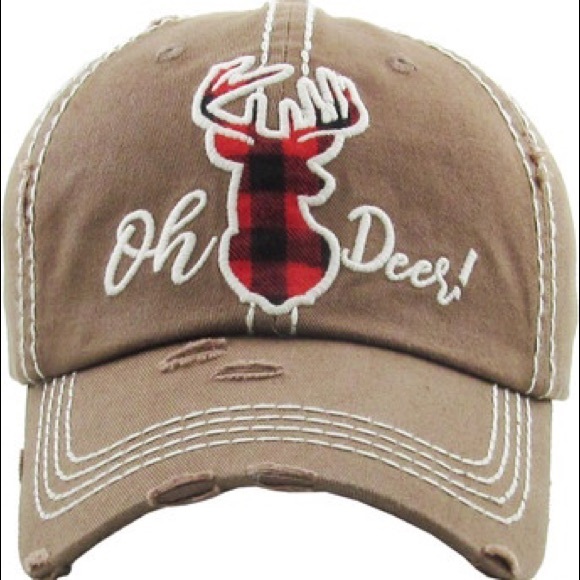 PLAID OH DEER WASHED VINTAGE BALLCAP - Picture 3 of 11